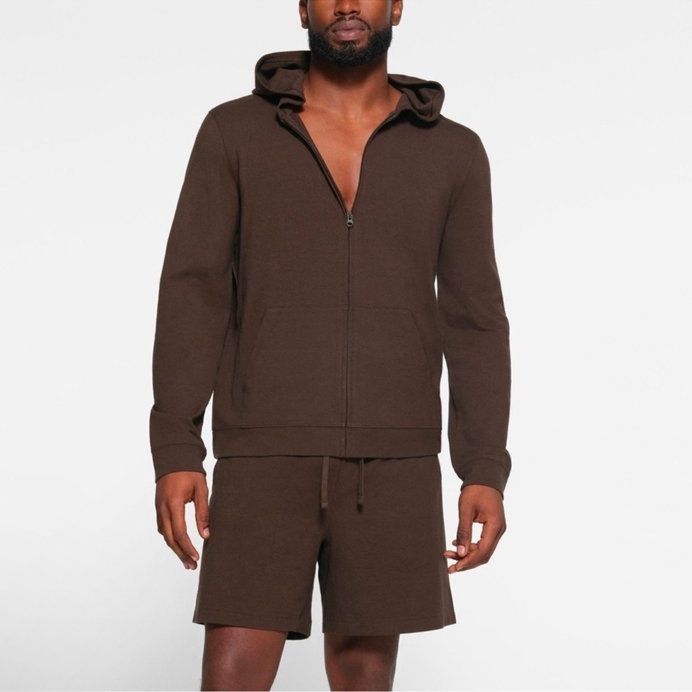 Skims Jersey Lounge Zip Up Hoodie Espresso Mens NWT SIZE M
